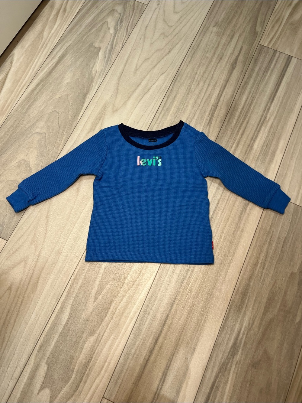 NWOT Levi's Royal Blue Long-Sleeve Waffle Knit Tee with Black Trim